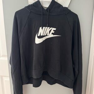 Nike Women's Black and White Logo Hoodie